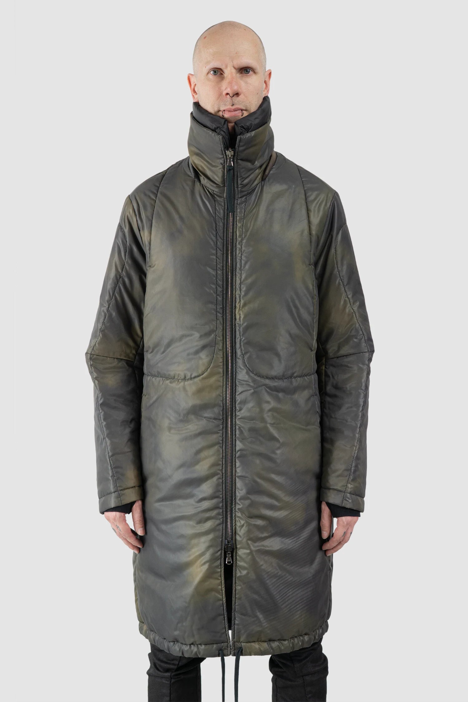 Masnada – Men's Black Reversible Thindown Parka - model reversible front view