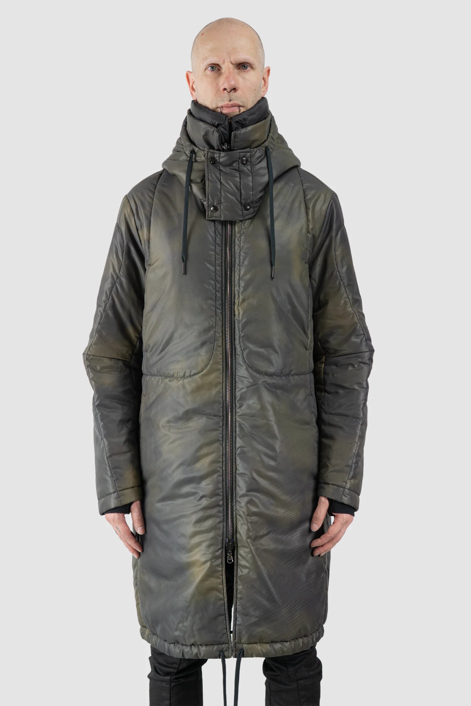 Masnada – Men's Black Reversible Thindown Parka - model reversible front view