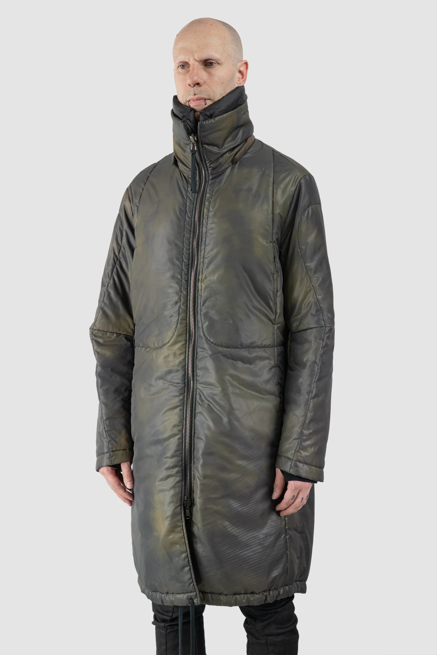 Masnada – Men's Black Reversible Thindown Parka - model reversible side view