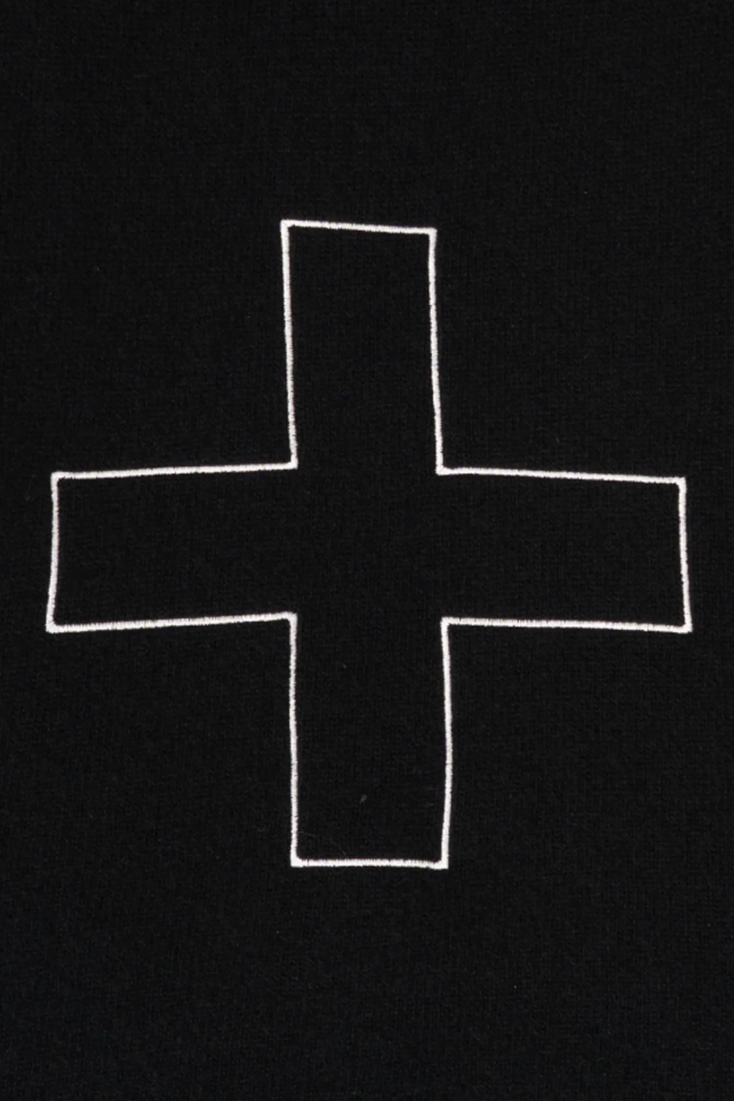 MD75 - Men's Black Cashmere Blend Scarf with Embroidered Logo - close up view