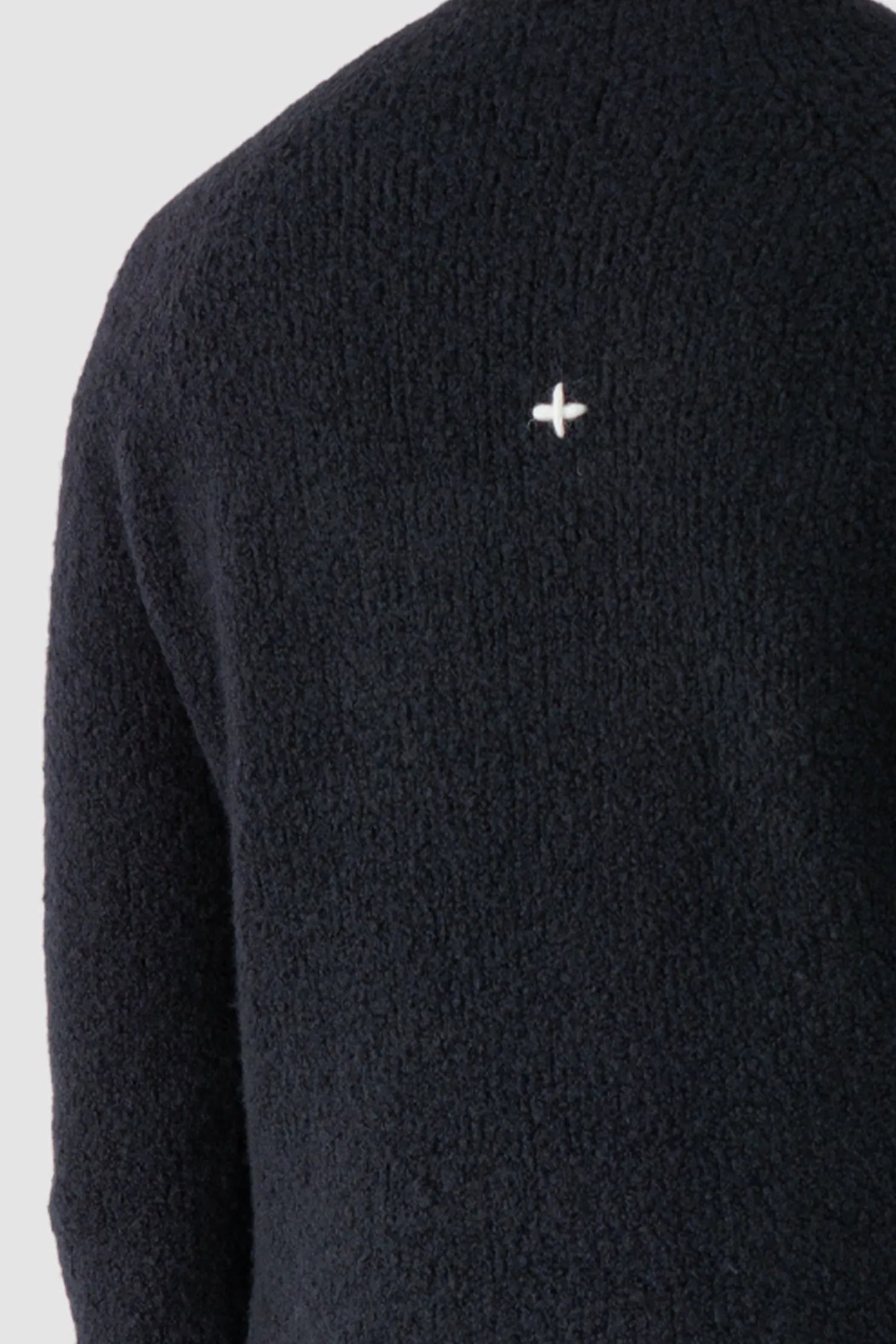 MD75 - Men's Black Heavy Wool Knit Sweater with Cross Detail - close up view