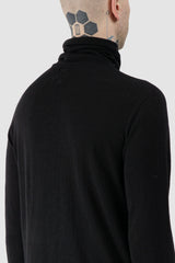 MD75 - Men's Black Lightweight Wool Turtleneck Knit Sweater - back detail view