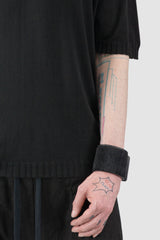 MD75 - Men’s Black Oversized Cotton Knit Raglan T-Shirt hem detail view