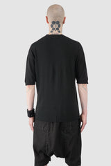 MD75 - Men’s Black Oversized Cotton Knit Raglan T-Shirt model back view