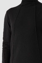 MD75 - Men's Black Reversible Double Layer Cotton Wool Sweater - front detail view