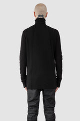 MD75 - Men's Black Reversible Double Layer Cotton Wool Sweater - model back view