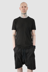 MD75 - Men’s Black T-Shirt with Spine Back Print model relaxed view