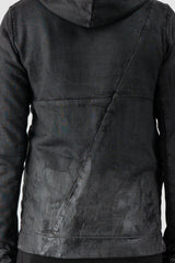 MD75 - Men's Black Waxed Cotton Zip Hoodie - back detail view