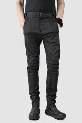 MD75 - Men's Black Waxed Stretch Denim Knee Detail Jeans - model relaxed view