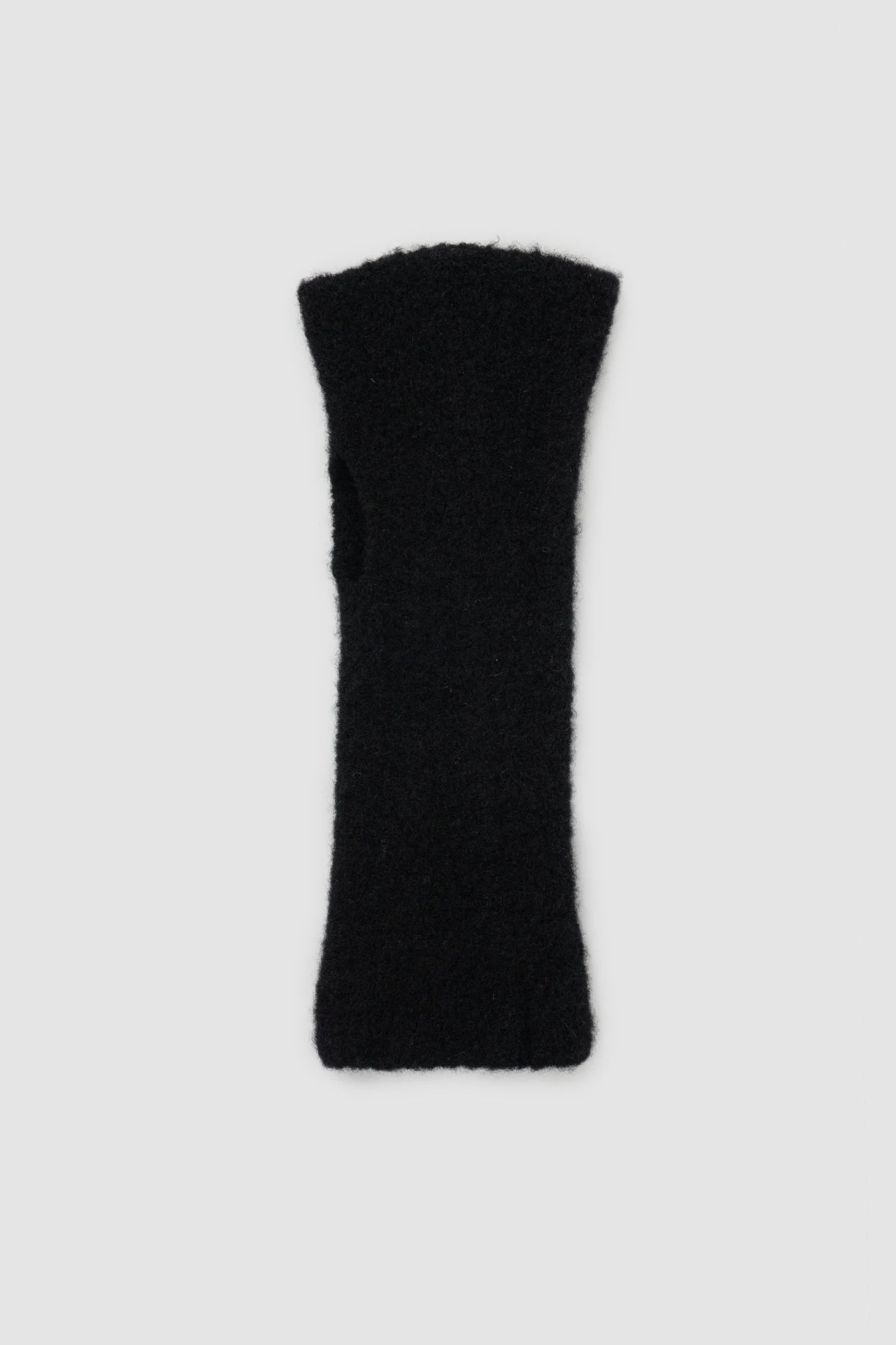MD75 - solo item front view of men’s Black Wool-Cashmere Knit Long Fingerless Gloves