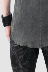 MD75 - Men’s Grey Object Dyed Rib Cotton T-Shirt back hem detail view