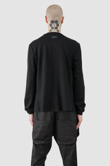 Obectra - Men’s Black Adjustable Clip Viscose Cardigan Sweater model back view