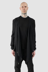 Obectra - Men’s Black Adjustable Clip Viscose Cardigan Sweater model front view