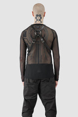 Obectra - Men’s Black Double Strap Leather Harness model back view