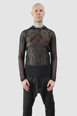 Obectra - Men’s Black Double Strap Leather Harness model front view