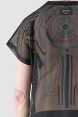 Obectra - Men’s Black Relaxed Mesh T-Shirt back detail view