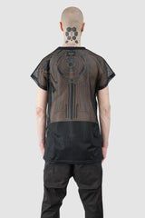 Obectra - Men’s Black Relaxed Mesh T-Shirt model back view