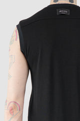 Obectra - Men’s Black Viscose Blend Line Tank Top back detail view