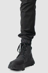 Obectra - Men’s Black Low Crotch Cotton Twill Jogging Trousers hem detail view