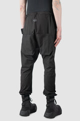 Obectra - Men’s Black Low Crotch Cotton Twill Jogging Trousers model back side view