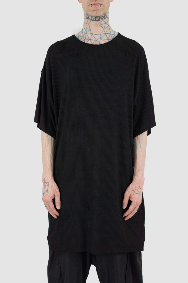Oversized Ribbed Elliut Tee with 3/4 Sleeves - Front View by UY Studio