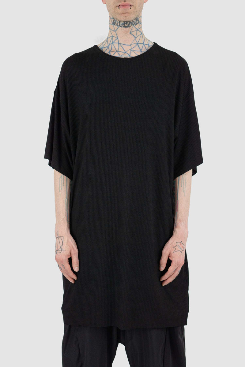 Oversized Ribbed Elliut Tee with 3/4 Sleeves - Front View by UY Studio