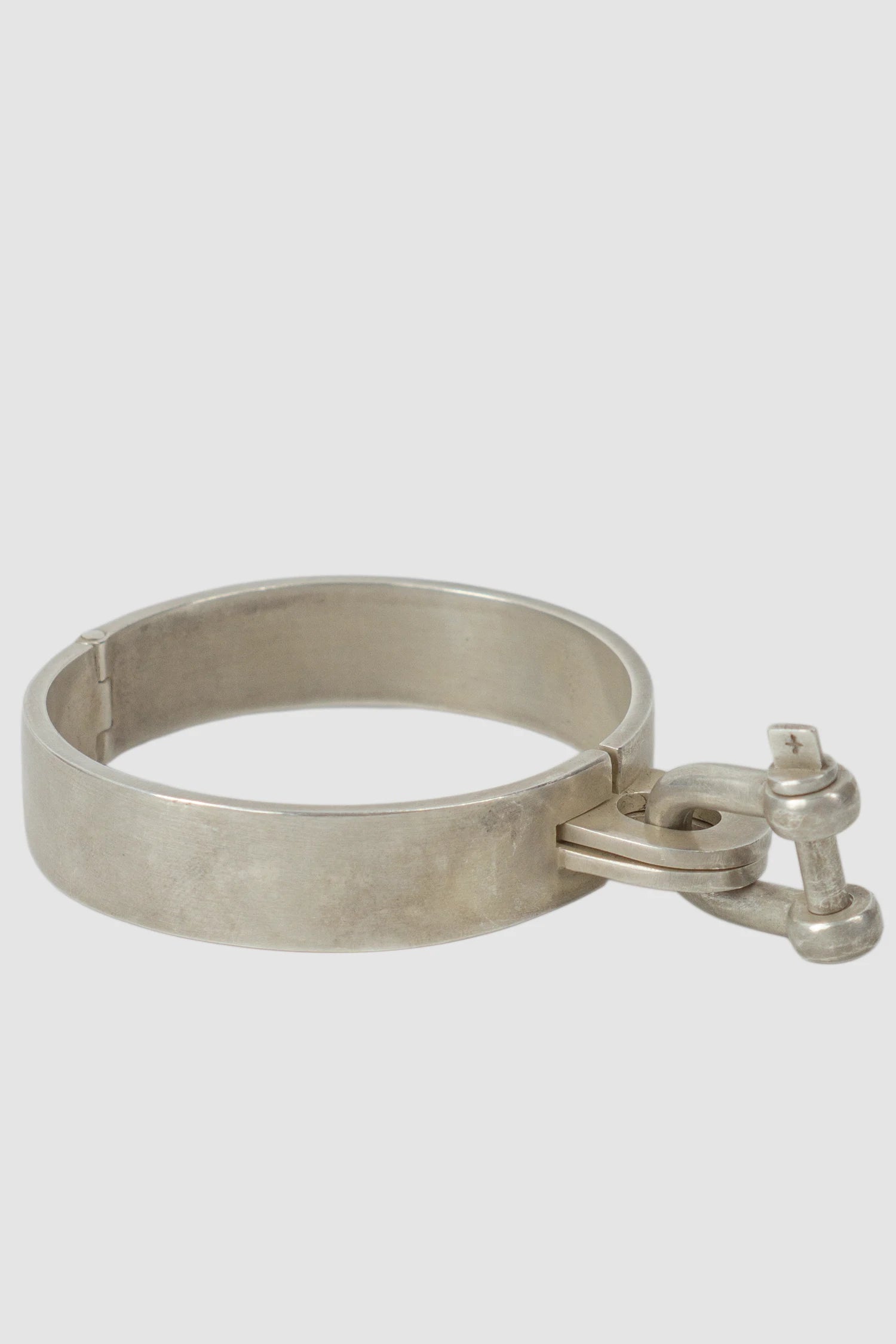 Parts of Four - Acid Silver Plated Brass Restraint Cuff Bracelet 15 mm - front right view - MONO-KROM Gallery