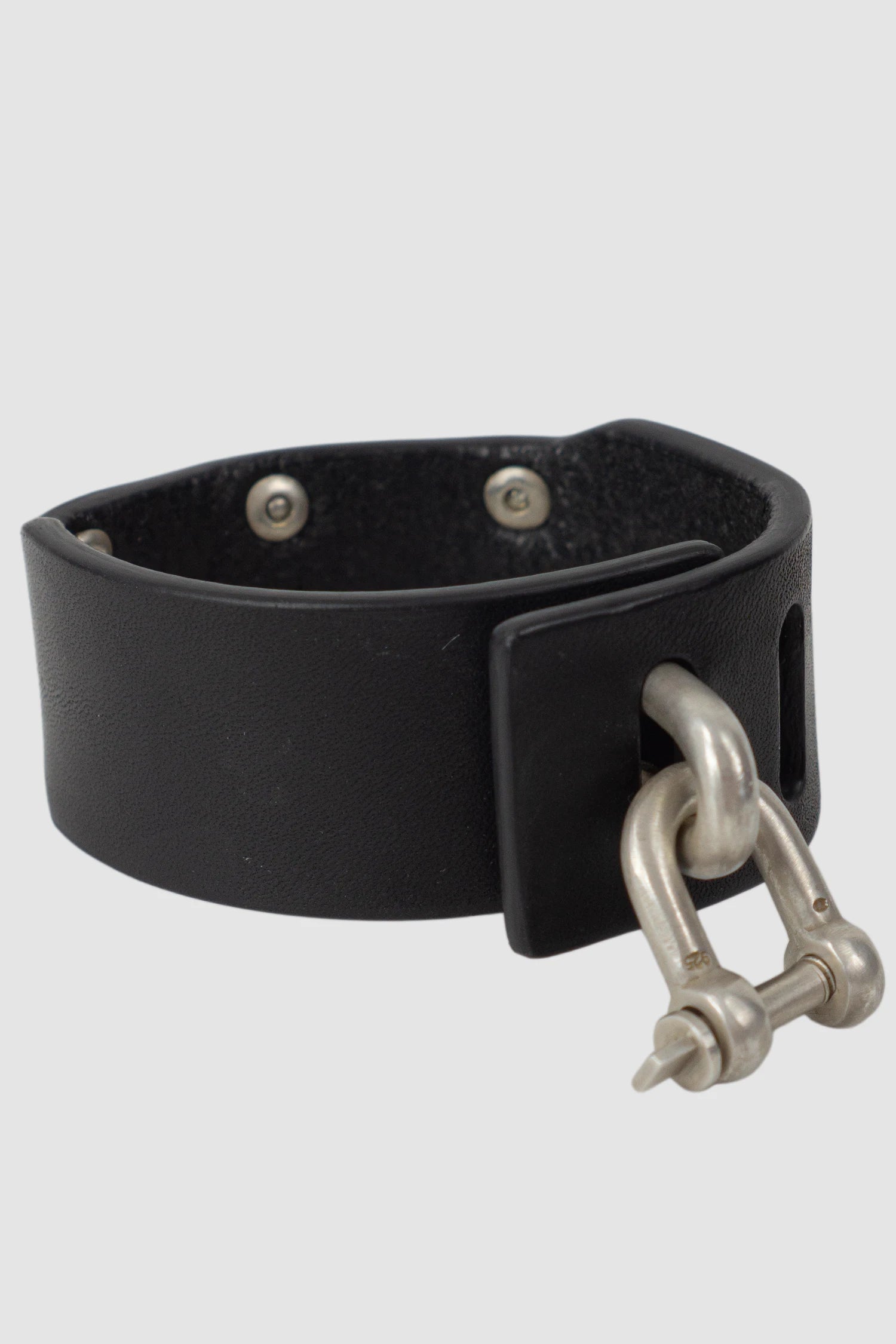 Parts of Four - Black Leather Silver Plated Mega Pyramid Bracelet 30 mm - back left view