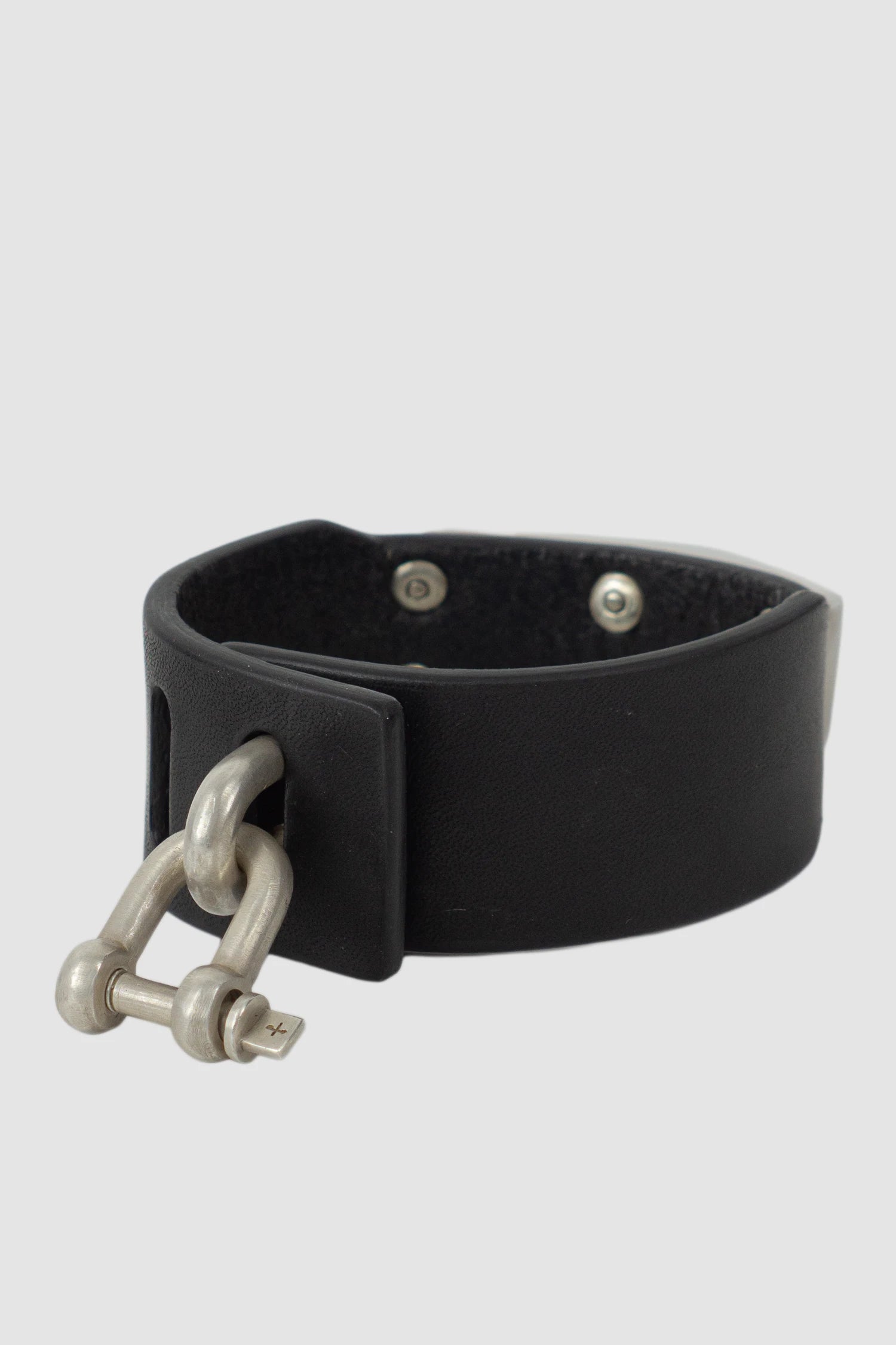 Parts of Four - Black Leather Silver Plated Mega Pyramid Bracelet 30 mm - back right view