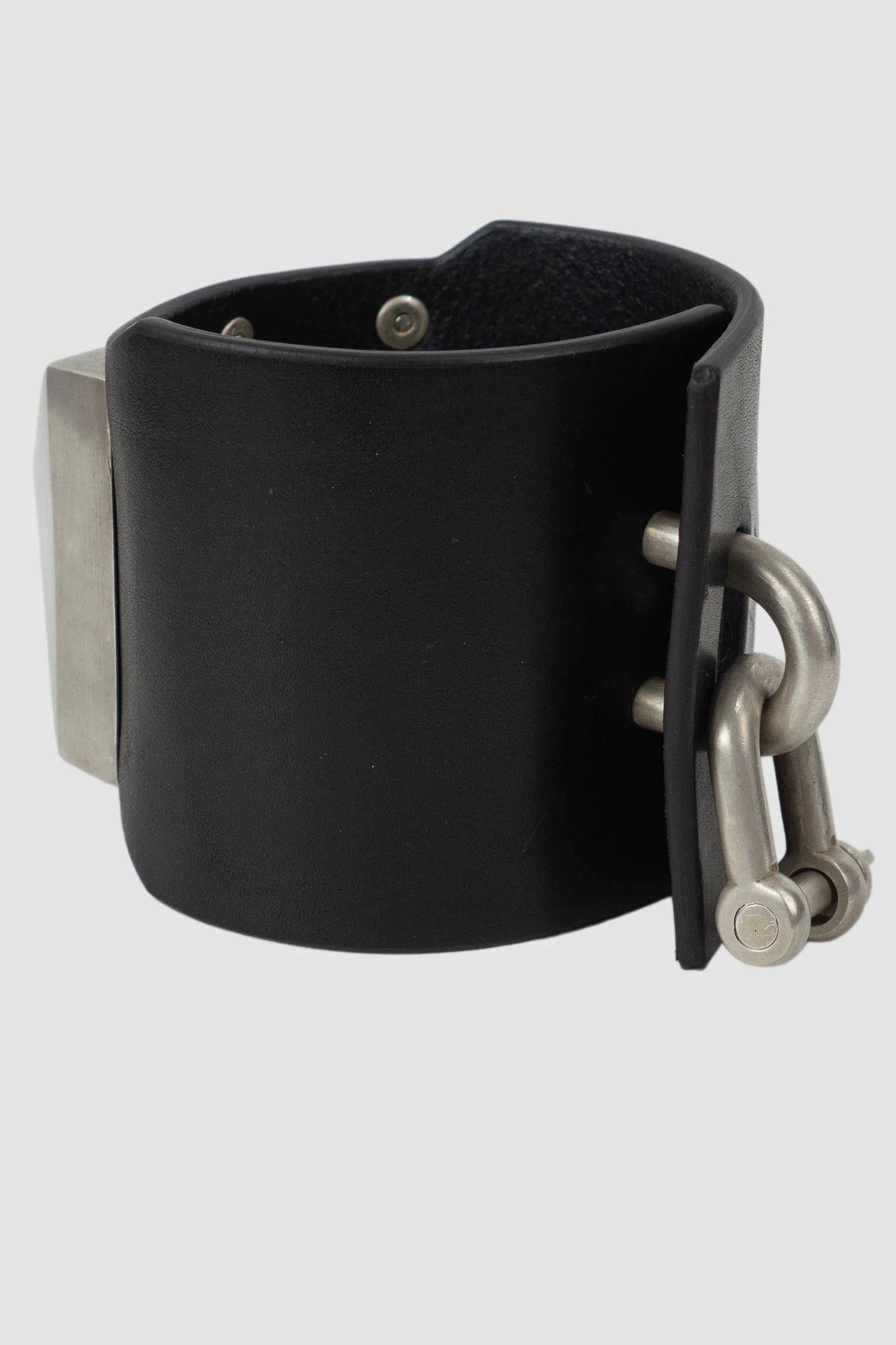 Parts of Four - Black Leather Silver Plated Mega Pyramid Bracelet 70 mm - back left view