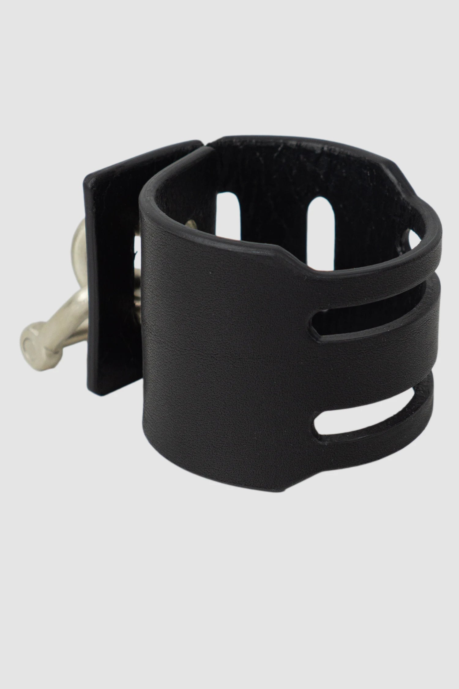 Parts of Four - Black Leather Sterling Silver Slit Bracelet 50 mm - back left view