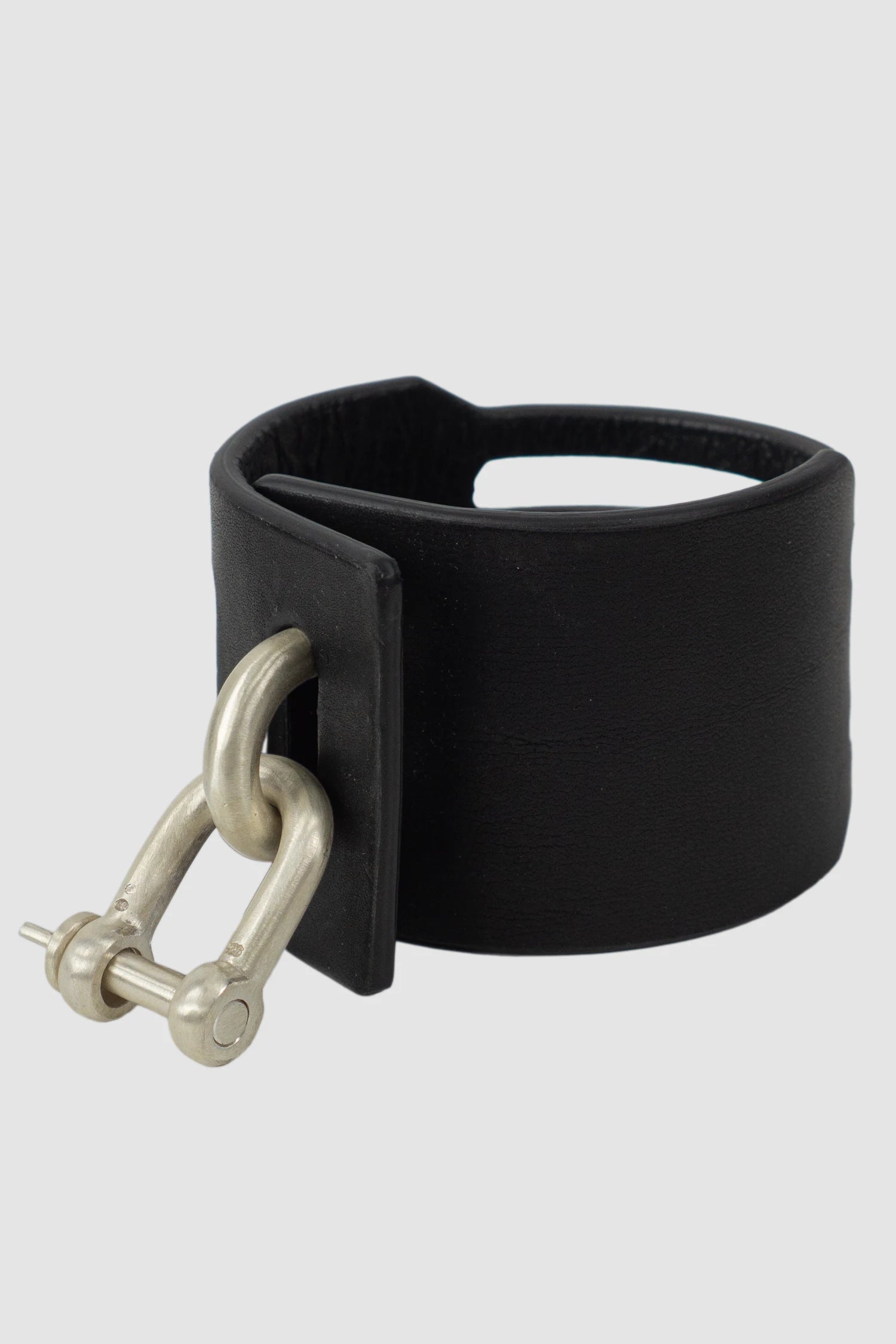 Parts of Four - Black Leather Sterling Silver Slit Bracelet 50 mm - front left view