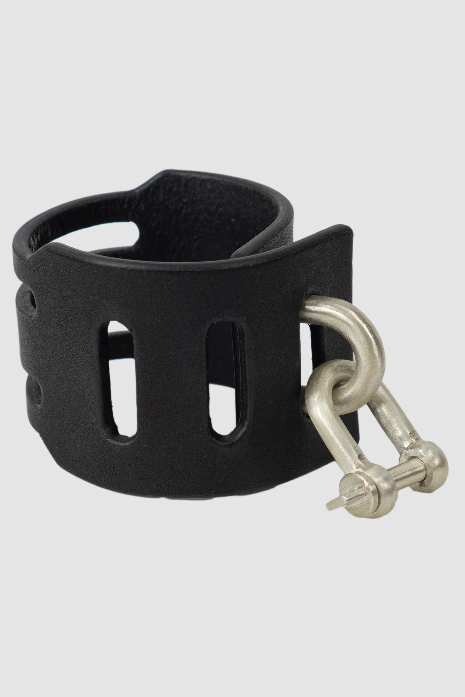 Parts of Four - Black Leather Sterling Silver Slit Bracelet 50 mm - front right view - MONO-KROM Gallery