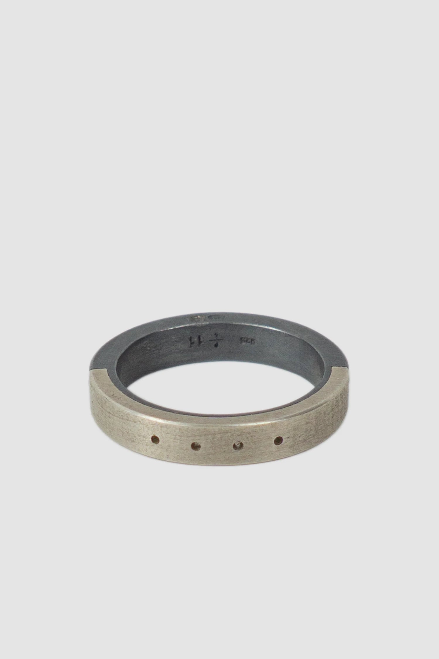Parts of Four – Black Silver Dirty Sterling 4 Hole Sistema Ring 4 mm - flat view - MONO-KROM Gallery