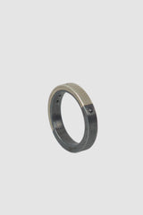 Parts of Four – Black Silver Dirty Sterling 4 Hole Sistema Ring 4 mm - standing back left view