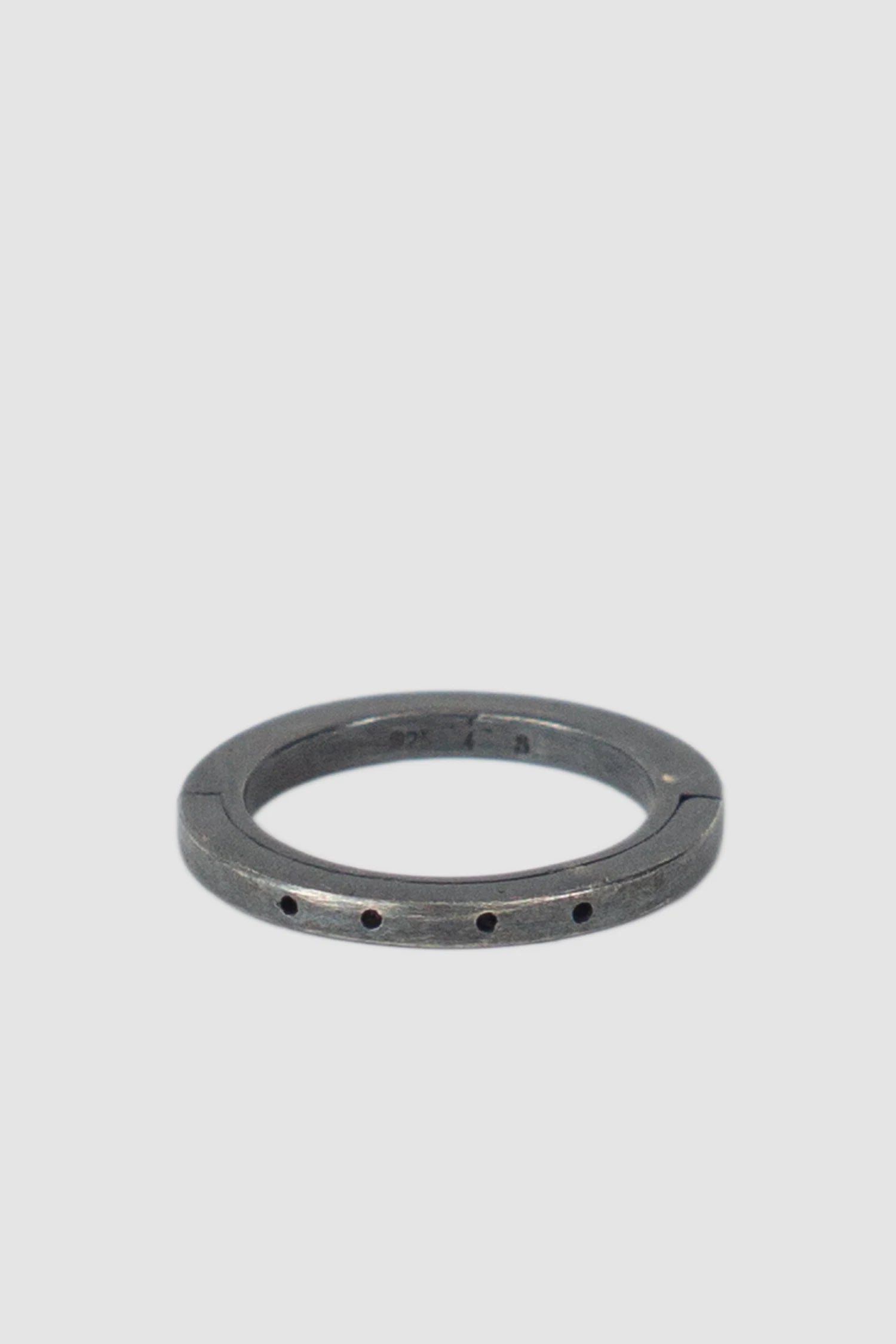 Parts of Four – Black Sterling Silver 4 Hole Sistema Ring 2 mm - flat view - MONO-KROM Gallery