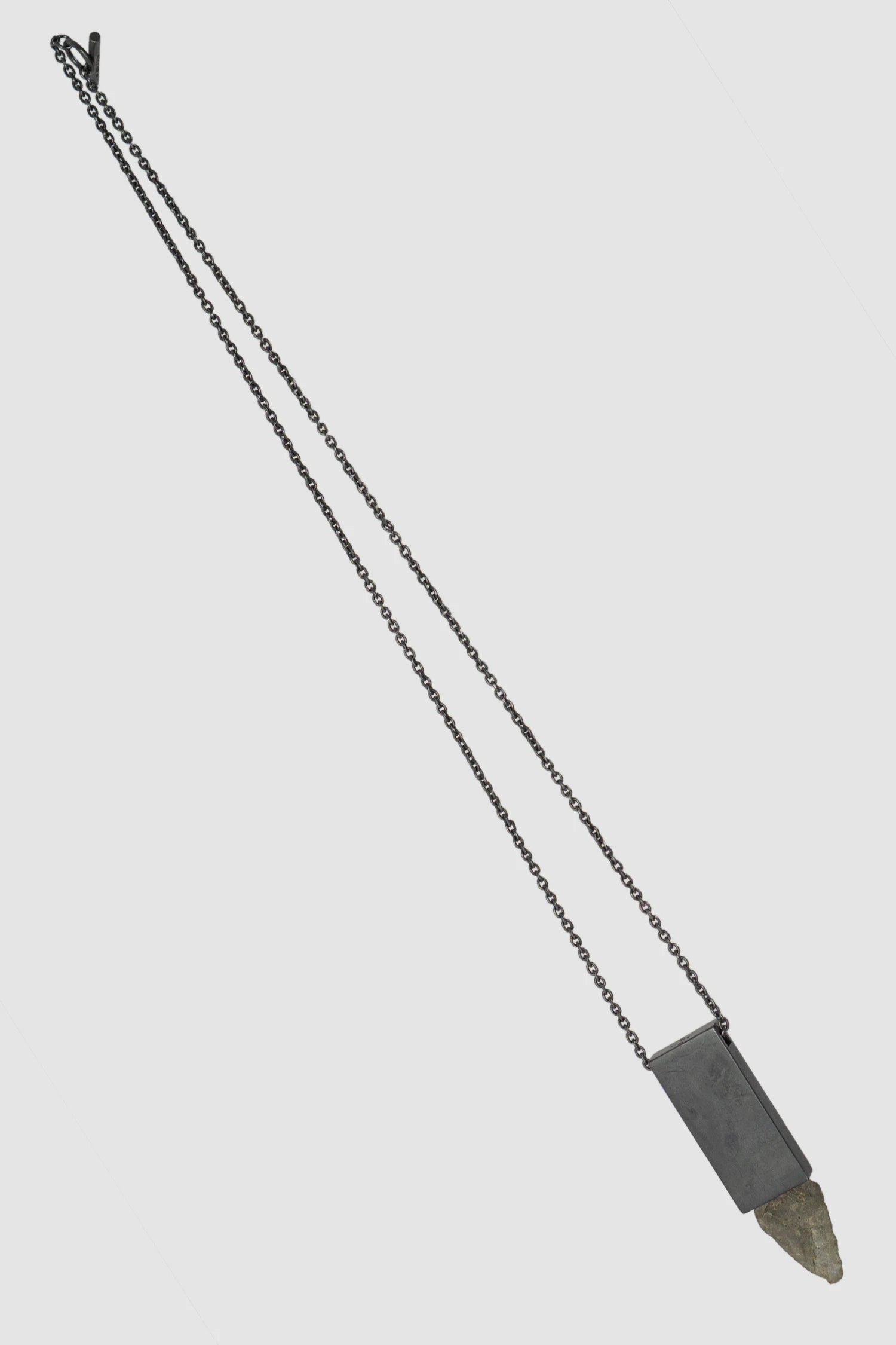 Parts of Four - Black Sterling Silver Arrowhead Amulet Cuboid Necklace - diagonal view