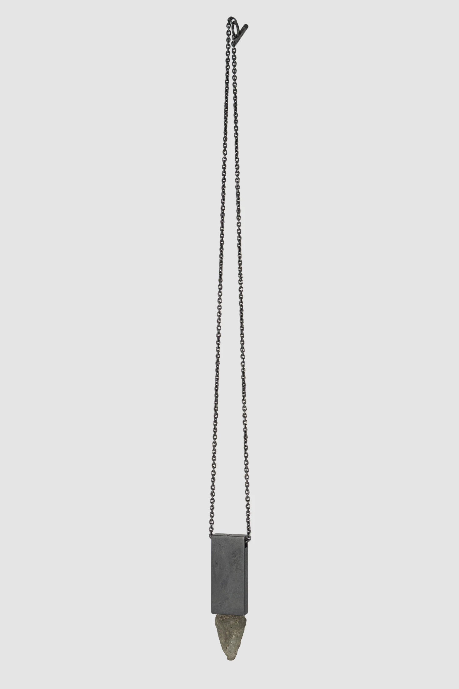 Parts of Four - Black Sterling Silver Arrowhead Amulet Cuboid Necklace - full length view