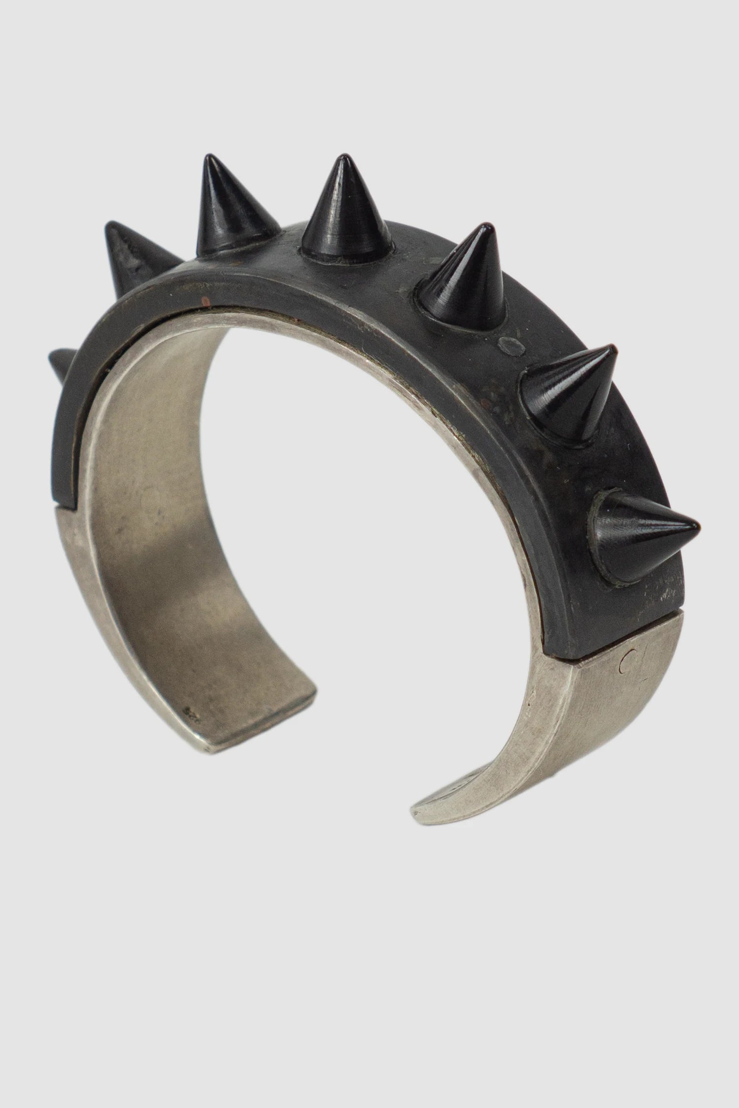 Parts of Four - Black Sterling Silver Bronze Spike Sistema Bracelet 17 mm - front right view - MONO-KROM Gallery