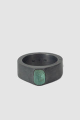 Parts of Four – Black Sterling Silver Neon Apatite Sistema Ring 9 mm - flat view - MONO-KROM Gallery