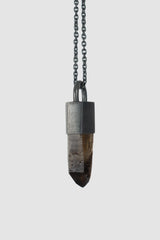 Parts of Four - Black Sterling Silver Smoky Quartz Talisman Necklace - detail view - MONO-KROM Gallery