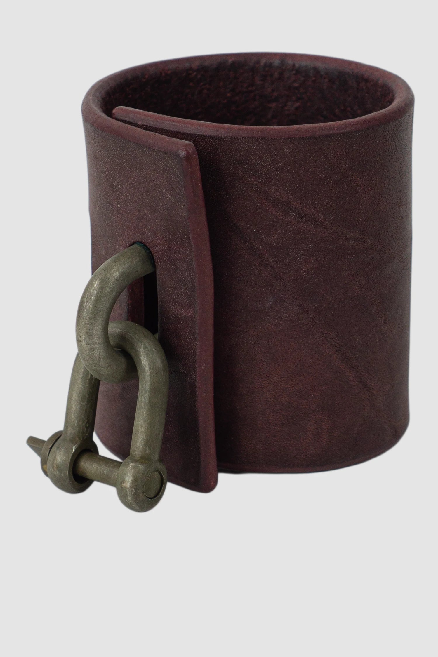 Parts of Four - Burgundy Leather Dirty Bronze Restraint Charm Bracelet 70 mm - front left view