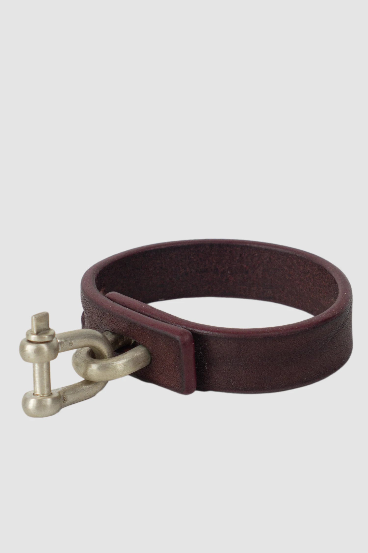 Parts of Four - Burgundy Leather Sterling Silver Restraint Charm Bracelet 15 mm - front left view