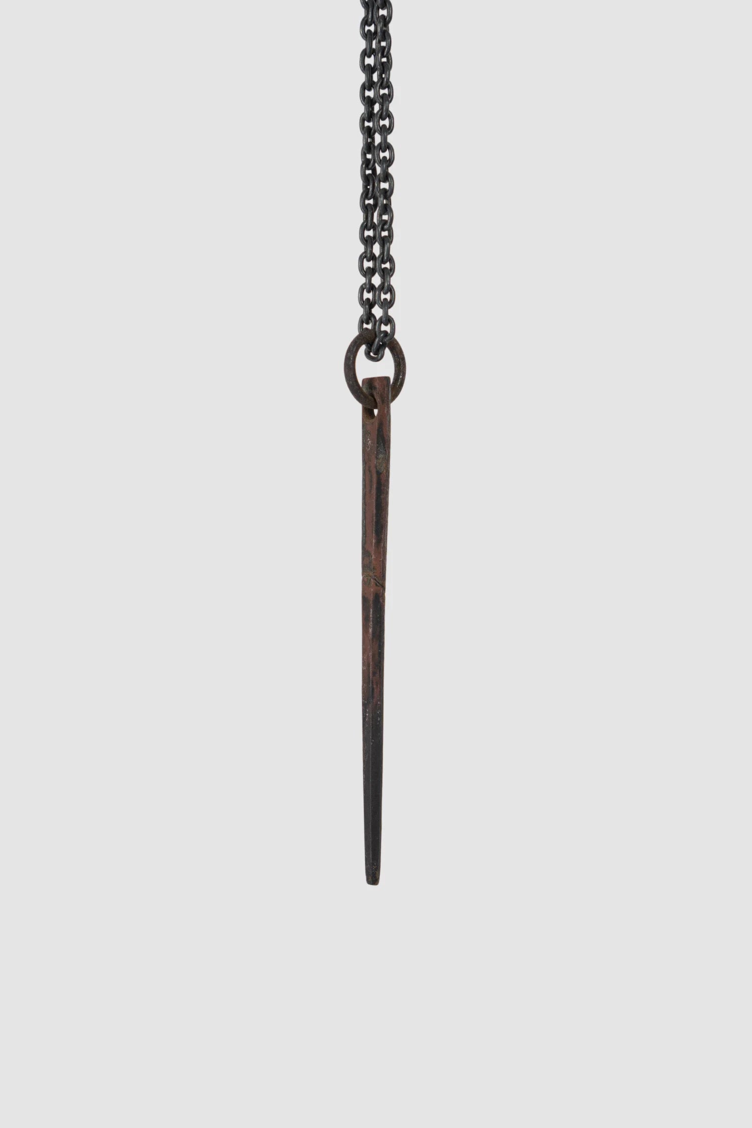 Parts of Four - Dirty Brass Black Sterling Silver Spike Necklace - detail view - MONO-KROM Gallery