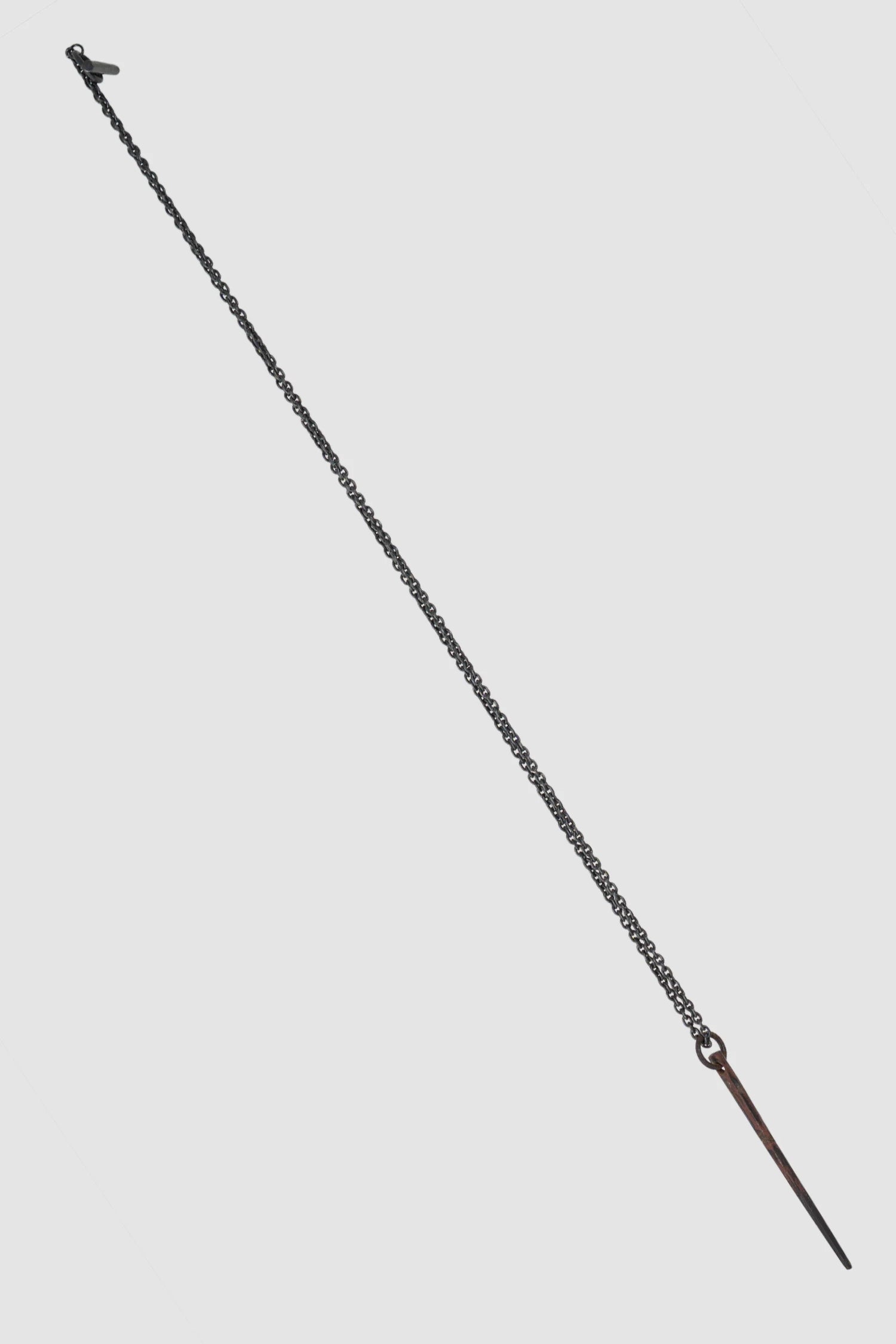 Parts of Four - Dirty Brass Black Sterling Silver Spike Necklace - diagonal view
