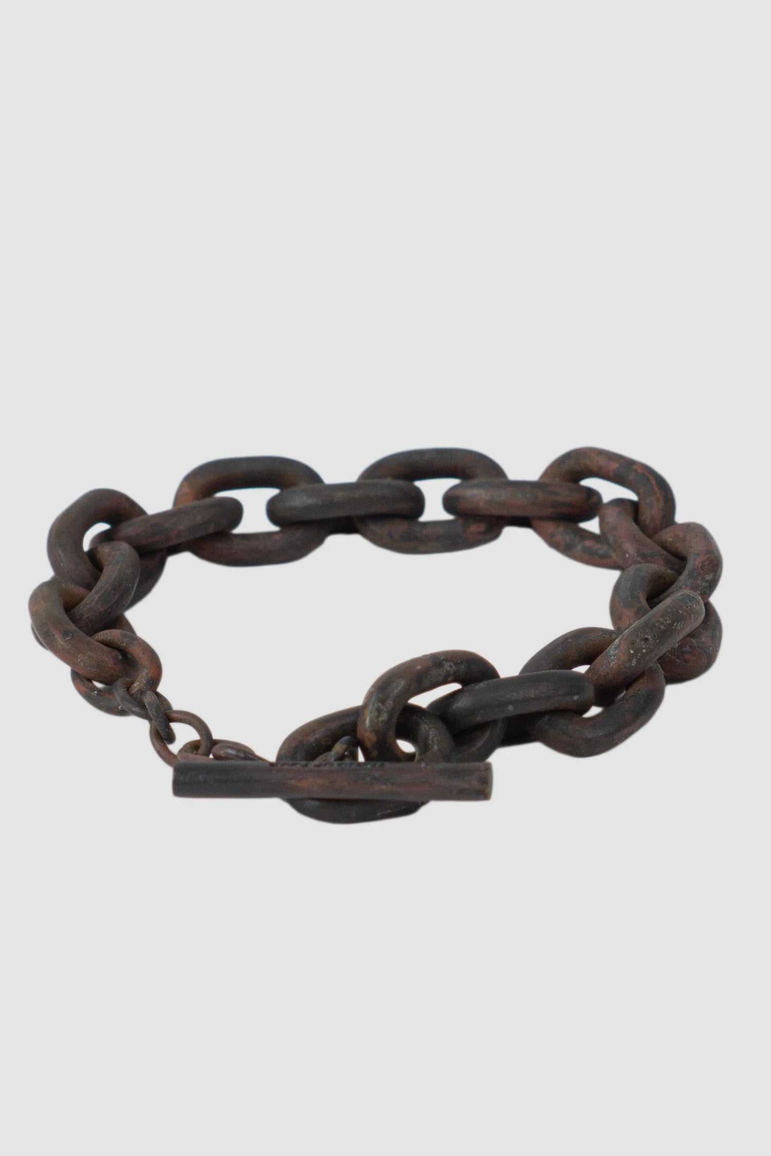 Parts of Four - Dirty Brass Toggle Chain Bracelet Extra Small Links - front flat view - MONO-KROM Gallery