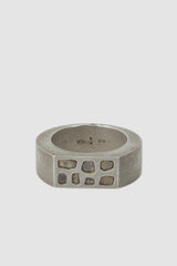 Parts of Four – Dirty Silver Rough Diamond Mega Pavé Crescent Ring 9 mm - flat view - MONO-KROM Gallery