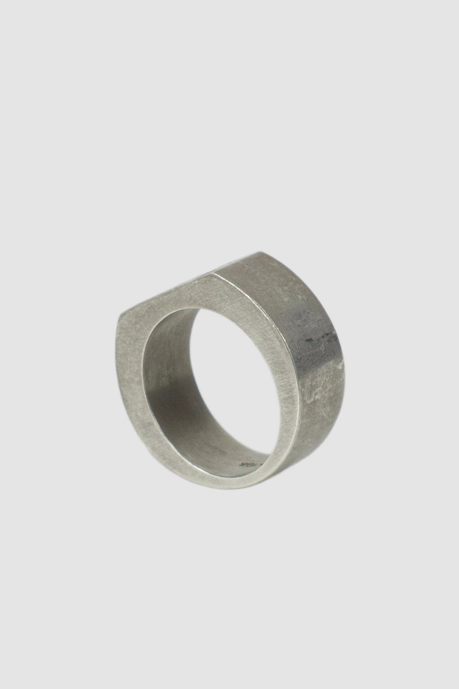 Parts of Four – Dirty Silver Rough Diamond Mega Pavé Crescent Ring 9 mm - standing back left view