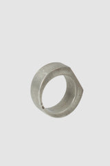 Parts of Four – Dirty Silver Rough Diamond Mega Pavé Crescent Ring 9 mm - standing back right view