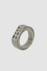 Parts of Four – Dirty Silver Rough Diamond Mega Pavé Crescent Ring 9 mm - Standing left view